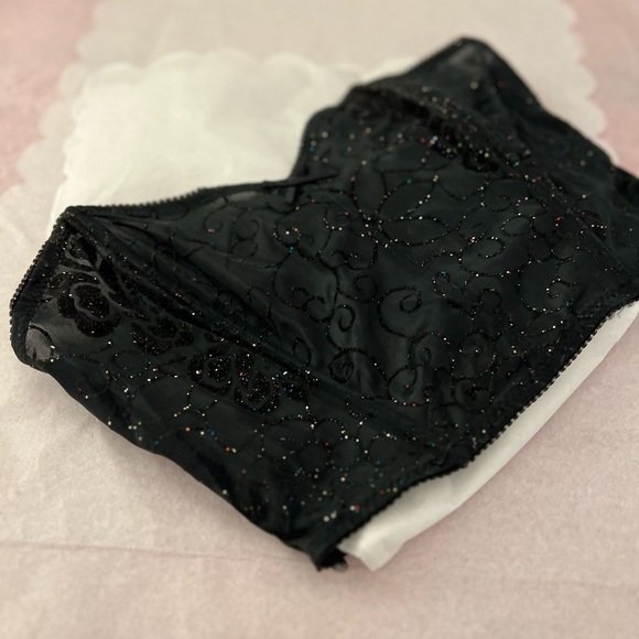 EUC VTG 90s black lace rainbow glitter bustier sz small Spencer 32A - Picture 4 of 12
